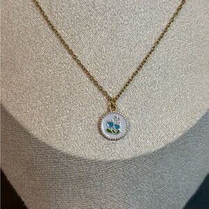 Handmade Gold/Blue Flower Necklace